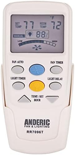 Anderic Replacement for Hampton Bay CHQ7096T with Fan Timer Key Thermostatic Remote Control for Hampton Bay Ceiling Fans (FCC ID: CHQ7096T, UC7096T, CHQ8BF7096T, CHQ8BT7096T) - RR7096T