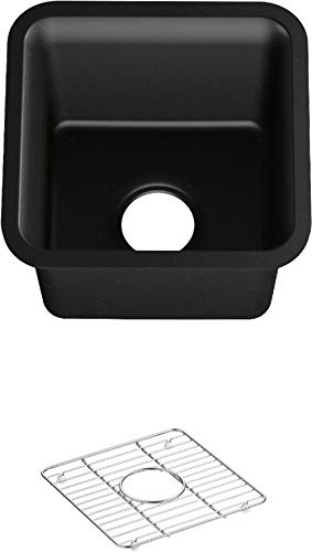 KOHLER K-8223-CM1, Matte Black Carin 15" x 15" x 9-1/2" Neoroc under-mount bar sink, 18" Minimum Base Cabinet Width