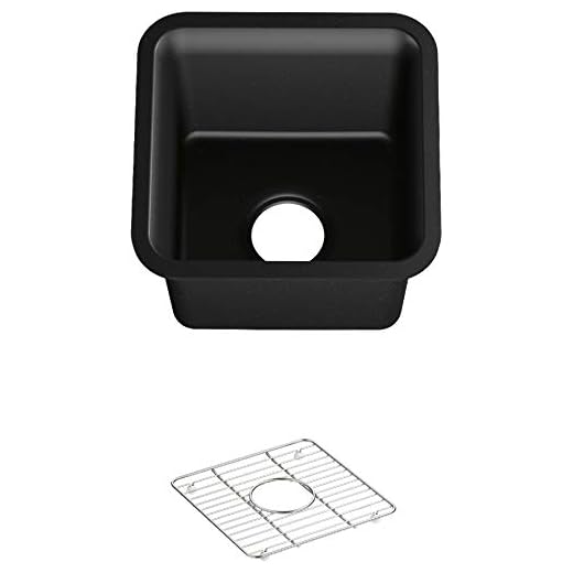 KOHLER K-8223-CM1, Matte Black Carin 15" x 15" x 9-1/2" Neoroc under-mount bar sink, 18" Minimum Base Cabinet Width