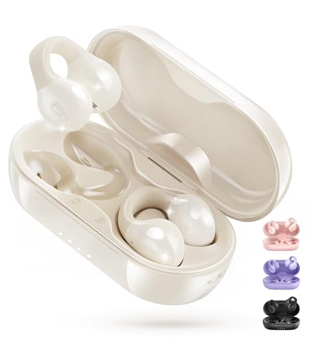 King Lucky イヤーカフ型ワイヤレスイヤホン|オープンイヤー設計|Bluetooth5.3対応|IPX4防水|マイク内蔵|急速充電|音漏れ防止|CVC通話対応|携帯空気伝導|日本設計|耳挟み式|骨伝導技術革新|Hi-Fi 28h長時間使用可能(オフ