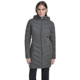 Calvin Klein Women's Hooded Chevron Quilt Puffer Coat – Slimming Longline Winter Jacket, Titan, L
