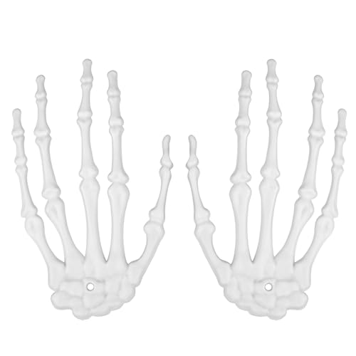 lasuroa 2pcs Mains Squelette, Décoration Main de Squelette Réaliste en Plastique pour Halloween Os Crâne pour Fête d'halloween Décoration Maison Hantée Accessoires de Cosplay (Gris)