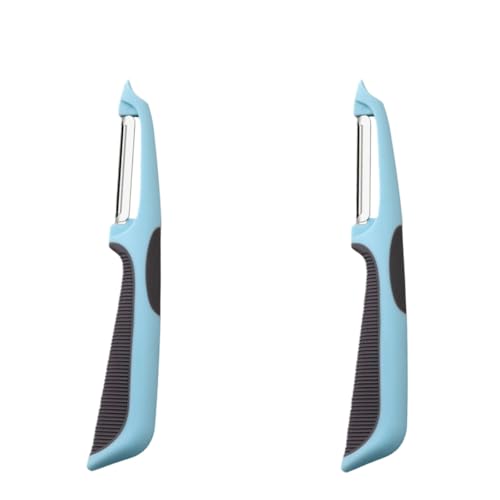QEBSJSKL 2 PCS Stainless Steel Swivel Potato Peeler,Quick Fruit Skinner Kitchen Vegetable Fruit Peelers with Non-Slip Handles, Rotary Blades for Apples Carrots Cucumbers (Blue)