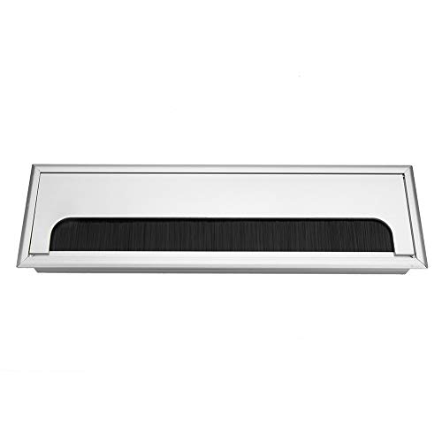 Jenngaoo Sortie Carrée de Câble, Câble d'Ordinateur de Bureau Carré en Aluminium Prise Rangée de Câbles Couvercle Supérieur pour Bureau d'Ordinateur de Table(L) Cover