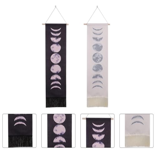 Tenture murale lune décorative en bois lot de 2 pour bureau et salon - 7