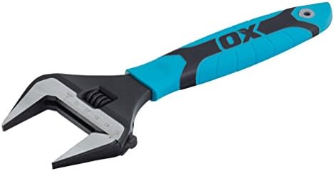 OX Tools Pro Extra Wide Jaw Adjustable Wrench - Adjustable Plumbing Spanner with Soft Grip Handle - Multifunctional tool - 8 inch, (200mm), OX-P324608