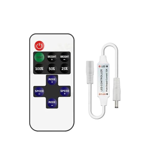 11-key mini LED single color dimmer DC 5V 12V 24V 12A 5050 2835 3014 light remote control dimming controller(5PCS,DC Plug DIM)