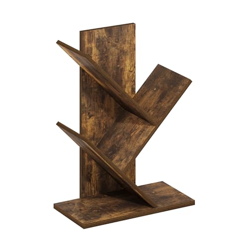 Image of Furinno Tree Book Shelf, 3-Tier Bookshelf with Angled Open Shelf, Tree Bookcase for Room Decor, 8.4 x 15.7 x 21.3, for Organization and Storage, for Living Room, Bedroom, Home Office, Amber Pine