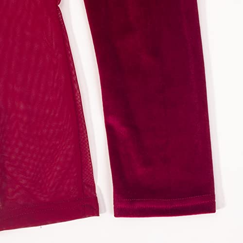 Sedmoda Women's Sexy See Through Velvet Jumpsuit Long Sleeve Sheer Mesh Patchwork Bodycon Club Party Rompers #TOP6