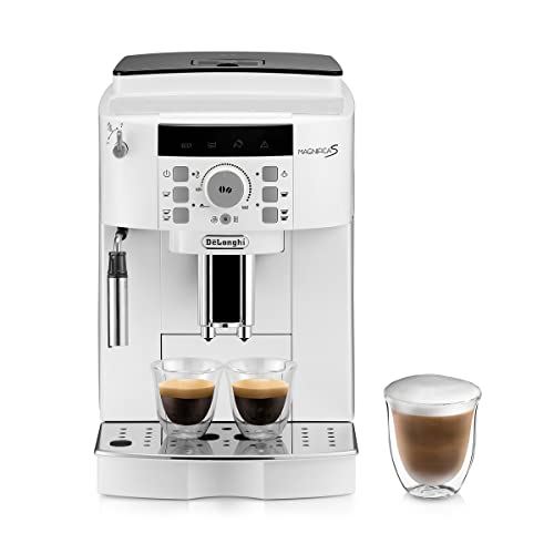 De&rsquo;Longhi Magnifica S ECAM22.110.W, Machine à Café Automatique, Mousseur à Lait Réglable Manuellement, Espresso à Grains, 2 Recettes de Café, Contrôle de la Température, 2 Expressos à la Fois, Blanc