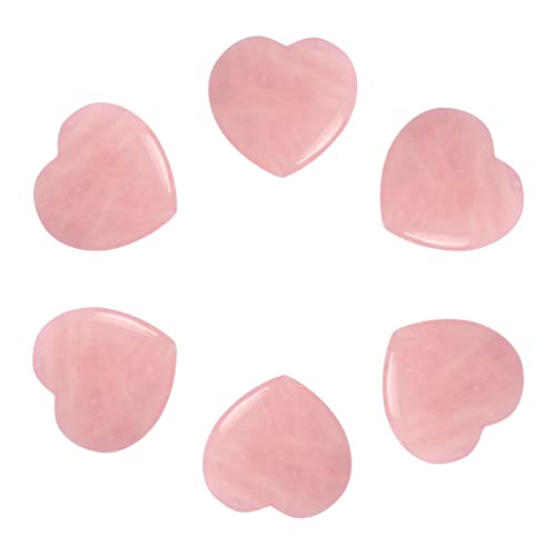 ideayard Rosenquarz-Herz, 40 mm, heilender Rosen-Kristall, 6 Stück, Meditation, Glück, lindert Angstzustände, Stress, Handfläche, Sorgenstein als Geschenk Cover