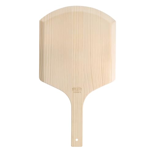 New Star Foodservice 50226 Restaurant-Grade Wooden Pizza Peel, 14" L x 12" W Plate, with 8" L Wooden Handle, 22" Overall Length