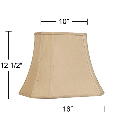 Taupe Medium Rectangle Cut Corner Lamp Shade 10" Wide X 7" Deep At Top And 16" Wide X 12" Deep At Bottom And 13" Slant X 12.5" H (Spider) Replacement With Harp And Finial - Imperial Shade #TOP3