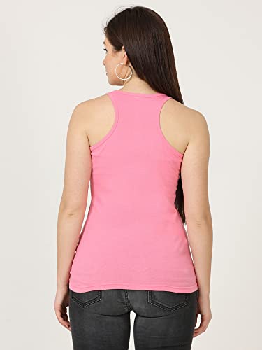 Image of FLEXIMAA Women's Cotton Plain Round Neck Sleeveless T-Shirt