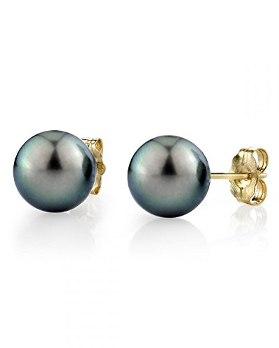 The Pearl Source 8-9mm Green Tahitian Stud Earrings image