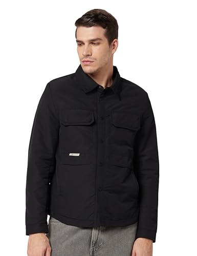 Image of Qube By Fort Collins Men's Shacket for Winter - Padded Shirt Jacket for Men | Full Sleeve Button Down Overshirt with Four Utility Pockets & Snap Placket for Layering, Travel & Everyday Wear