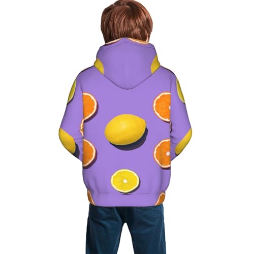 Yellow Lemon And Orange Kid Hoodies Boys Sweatshirts Girls Pullover with Pocket4