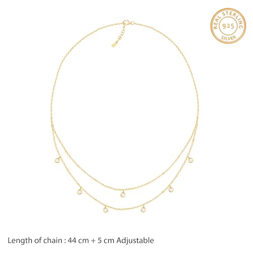 GIVA 925 Silver Jewellery Golden Dual Layer Necklace - Image 5