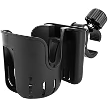 Stroller Cup Holder with Phone Holder, 2-in-1 Universal Cup Holder for Walker, Wheelchair, Bike, Scooter, Fits Most Cup, Black