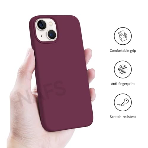 Image of NAFS Silicone Case Compatible with iPhone 14 | Camera Protect Microfiber Lining Cover | Case Cover for iPhone 14 (Wine Red)