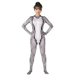 GREUS Women’s Snake Bodysuit Snakeskin Catsuit Cosplay, Full Body Halloween Reptile Costume Suit Outfit, Back Zipper, Stretch