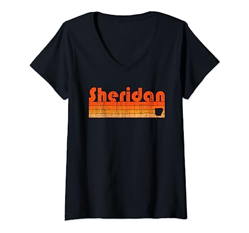 Sheridan, Arkansas, estilo retro de los 80 Camiseta Cuello V