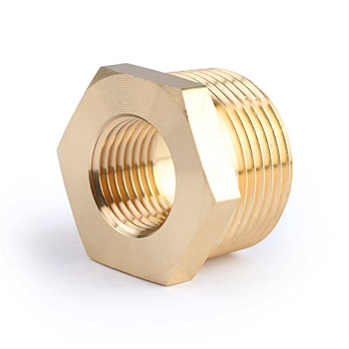 Buje reductor de latón 1 a 1/2 NPT macho hembra U.S. Solid para tubería 3