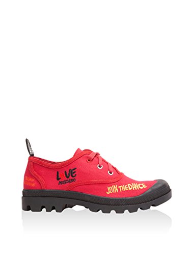 Love Moschino Red Lug Sole Embroidered Sneakers for Womens4