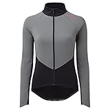 altura - maglia termica da ciclismo da donna, a maniche lunghe, antivento, idrorepellente, colore: nero e grigio