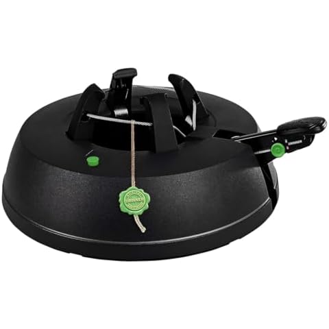 Krinner® Green Line Comfort Grip S Recycled Christmas Tree Stand with Foot Pedal Single Rope Technology with 3 Litre Water Tank for Tree Height up to 2.3 m Made in Germany 94219 Black Cover
