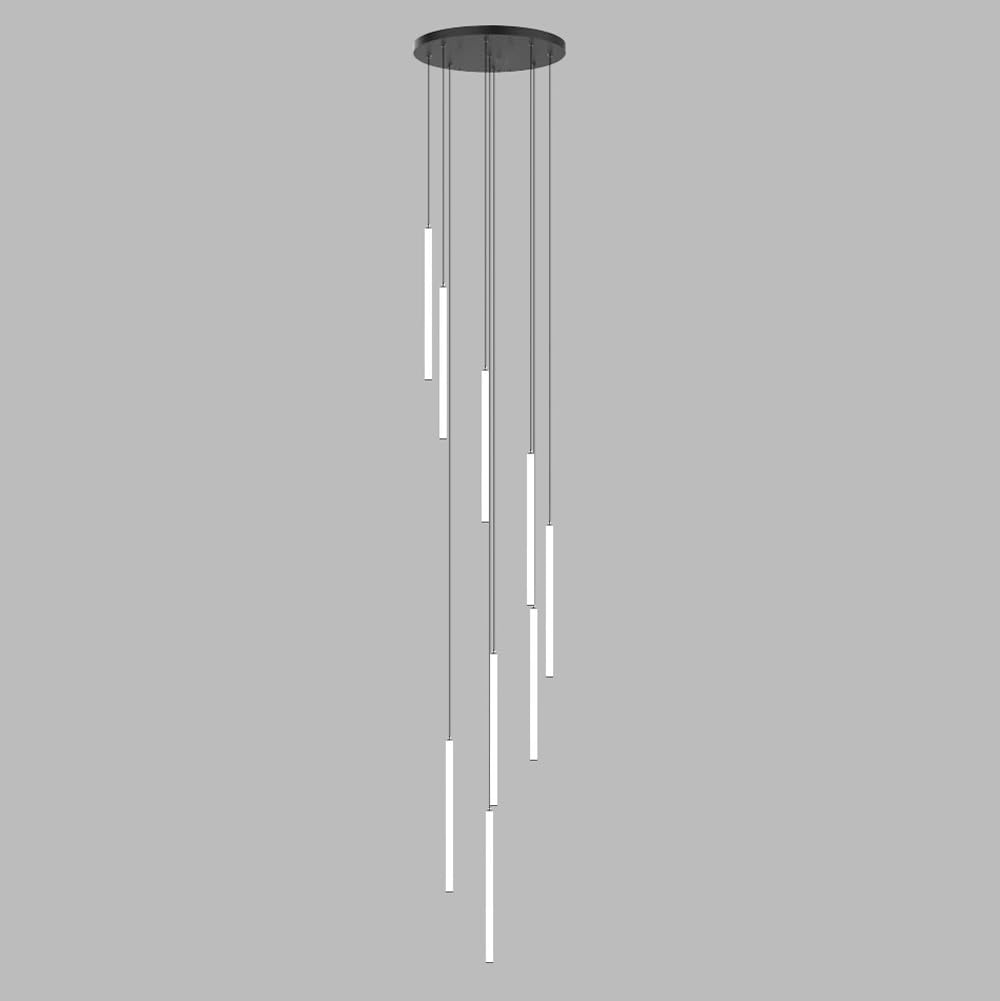 KXEcoLife Modern Long Chandeliers for High Ceilings Remote Entryway Farmhouse Black Dimmable LED Foyer Chandelier White Linear Pendant Light Ceiling Hanging Lamp Staircase Living Room Hall