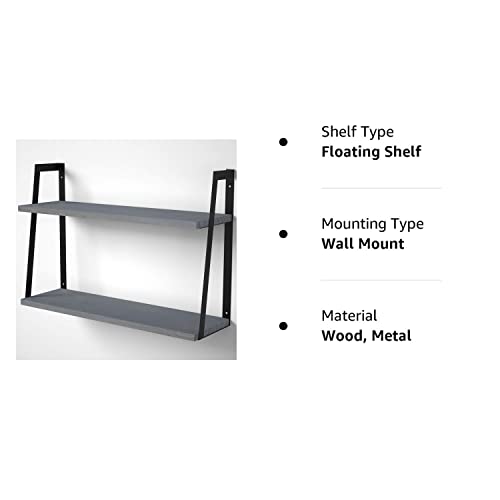 Sriwatana Floating Wall Shelves, 2-Tier Rustic Wood Shelves For Bedoom, Bathroom, Living Room, Kitchen (Weathered Gray) #TOP7