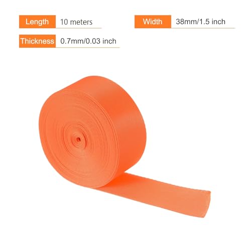 Image of Nylon Webbing Strap, 10 Metres, 1 inch /1.5 inch /2 inch Width, 0.7 mm Thickness (Orange, 1.5 inch)