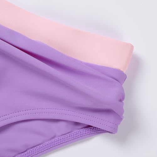 Image of Girls 2 Piece Bathing Suits Kids Color-Blocking High Waist Bikini Set Teen Swimsuit Beach Swimwear for 3-16 Years