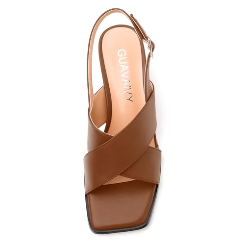 Women's Chunky Heel Sandals, Open Square Toe Adjustable Buckle Strap Low Block Heel Fashion Sandals for Women, Solid Color Versatile Shoes for Work/Party/Wedding3