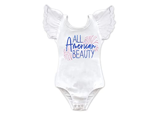 All American Beauty Glitter 4th of July Outfit Leotard