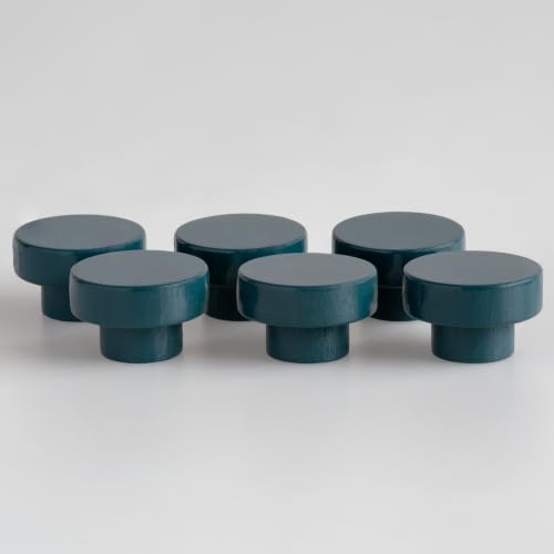 Wood Drawer Knobs 6 Pack, Round 40mm Wooden Dresser Knobs, Slate Grey by CUT & PACK - Used condition - US$20.37