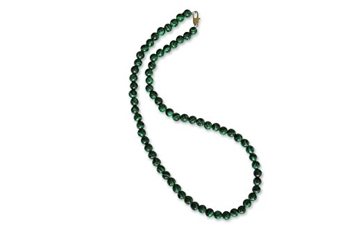 Vifaleno Malachit Halskette natürlich 4 mm Perlen rund 43 cm mit Karabinerverschluss Edelstein Schmuck Damen