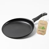 Squality Premium Crepe Pfanne Induktion PFAS frei 28 cm – Antihaft Pancake Pfanne beschichtet aus Dänemark | Crepe Pan induktionsgeeignet | Pancake Pan ergonomisch für gesundes Kochen ohne Schadstoffe
