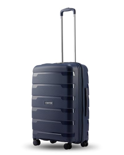 Image of SNITCH Layer Cabin Size Blue Polypropylene Hard Travel Suitcase - Trolley Bag Small & Luggage with 8 Wheels, Premium Lock, Wet & Dry Pouch & Free Shoe Bag