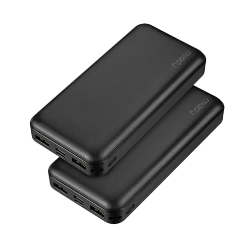 Miady 2-Pack 20000mAh Portable Charger, 22.5W USB C Fast Charging Power Bank 3 Outputs 2 Inputs Travel Essential Battery Pack Compatible with iPhone 17/16 Galaxy S24/22, iPad, Android(2 Black)