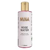 Mina Rose Water Facial Toner And Eyebrow Henna Tint Fixing Solution| Calming & Soothing, Suitable For All Skin Types | Organic, Refreshing Natural Rose Water | 200ml