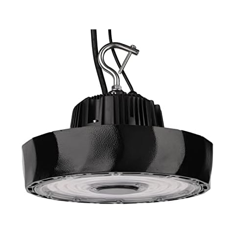 Phenas 200W UFO LED High Bay Light 1-10V Dimmable 5000K 30,000lm LED High Bay Light Fixture 5' Cable with Hanging Hook, 100-277V, IP65 Commercial Warehouse Area Light for Wet Location Cover
