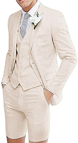 Furuyal Men's 3 Pieces Suit Summer Beach Suits Sets with Short Pants