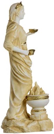 BeautifulGreekStatues Hestia Goddess of the hearth, home family, and the state Statue Gold Tone 6.69"
