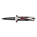THIRD Navaja asistida 17510, Mango de Aluminio Acabado en Negro y Satinado con Cruz templaria roja, Hoja de Acero INOX Negra de 10,7 cm. Incluye Clip.