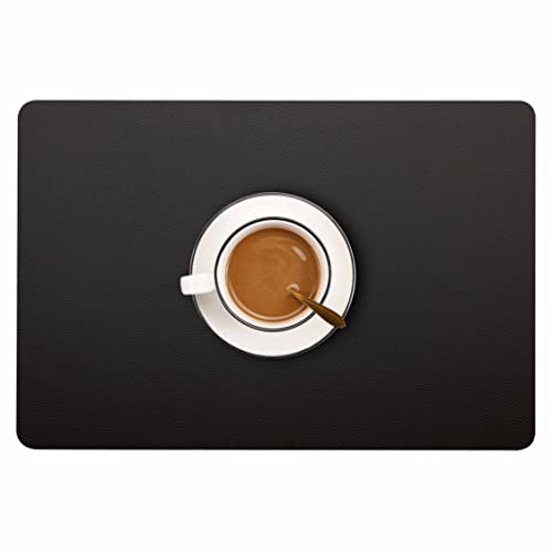 Wipeable Placemats Leather Table Mats Waterproof Heat-Resistant Easy To Clean For Dining Table Set Kitchen Table (4, Black) #TOP19