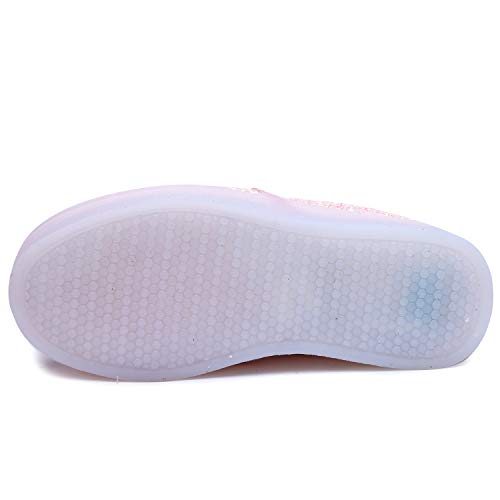 Minibella Girl's Light Up Sequins Slip On Loafers Flashing Led Casual Shoes Flat Sneakers Usb Charge #TOP4