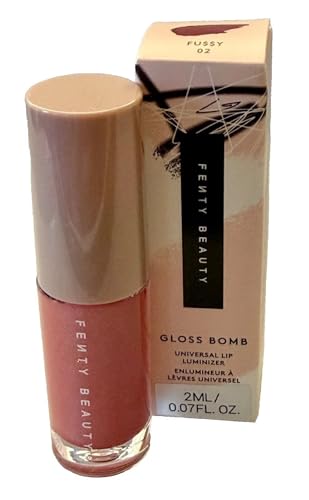 FENTY BEAUTY Gloss Bomb Universal Lip Luminizer, Fussy 02 Shade, 2ml/0.07fl oz, Mini