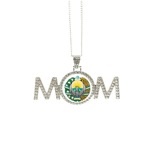 Collier avec emblème national de l'Ouzbékistan, cadeau de fête des mères pour maman, grand-mère, bijou d'anniversaire, M